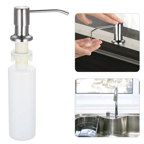 Ikayaa Stainless Steel Kitchen Sink Soap Dispenser 300ml Soap Dispensers Hand Liquid Pump Bottle