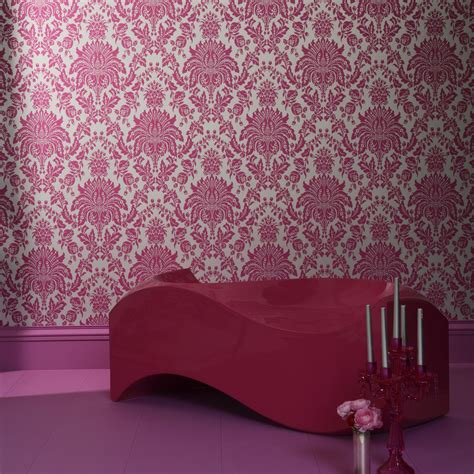 Graham Pink Damask Wallpaper Pink And Silver Wallpaper Damask Wallpaper