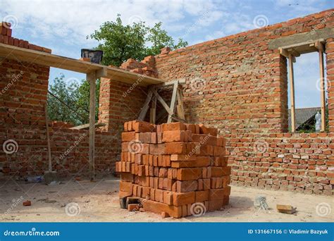 Frame Of A Brick Houseunfinished Brick House With A View From The