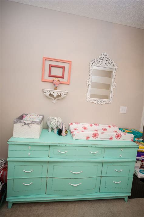 Distressed Mint Dresser For Baby Girls Nursery By Dahlias Floral Design