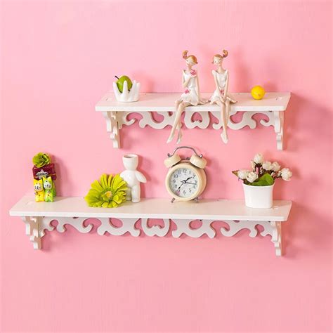 Modern White Wooden Shelf Filigree Style Decorative Wall Mounted