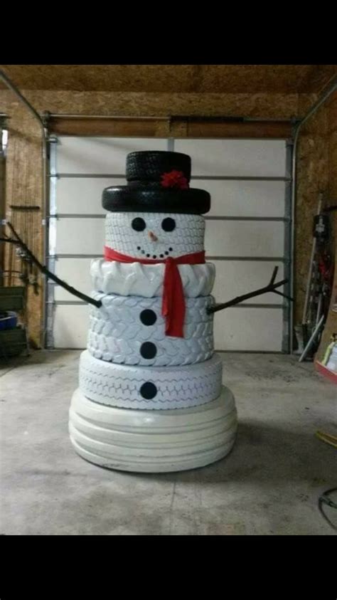 Also i frequently go to have also tried to make some rubber tyres for our council wheelie bins because they're horribly. Snowman made out of tires! | Christmas decor diy, Outdoor christmas decorations, Outside ...