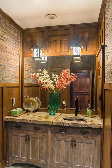 Asian Style Powder Room With Distressed Vanity Faux