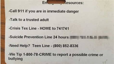 Students Called Suicide Hotline Listed On Their School Id Cards It
