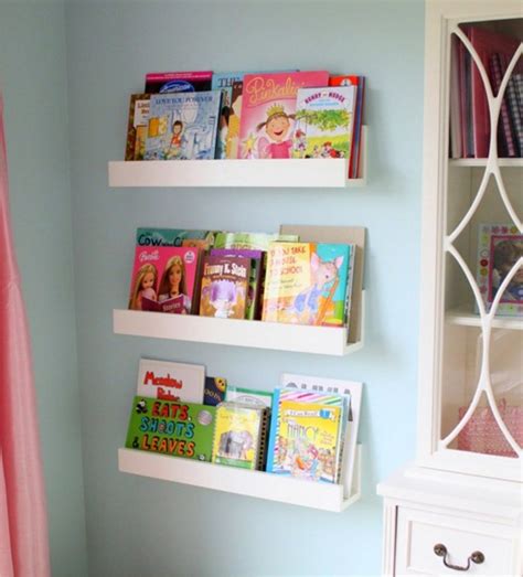 Diy White Minimalist Wall Mounted Book Shelves For Little Girls Bedroom