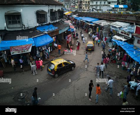 Grant Road And Frere Bridge Traffic And Market Scene Mumbai India