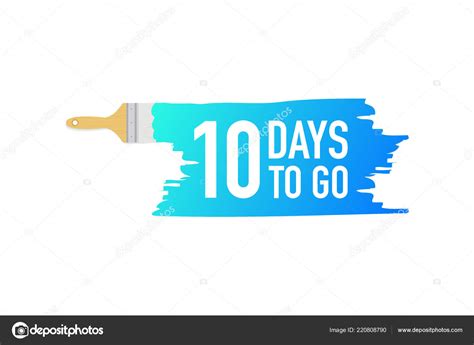 Banner With Brushes Paints 10 Days To Go Vector Illustration Stock