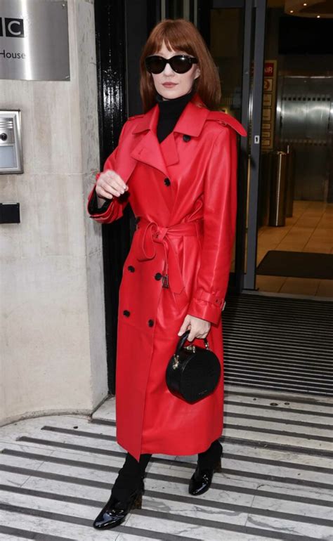 Nicola Roberts In A Red Leather Coat Steps Out At Zoe Ball Breakfast