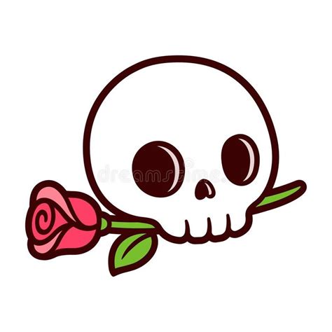 Skull With Rose Tattoo Stock Vector Illustration Of Drawing Simple Skull Simple