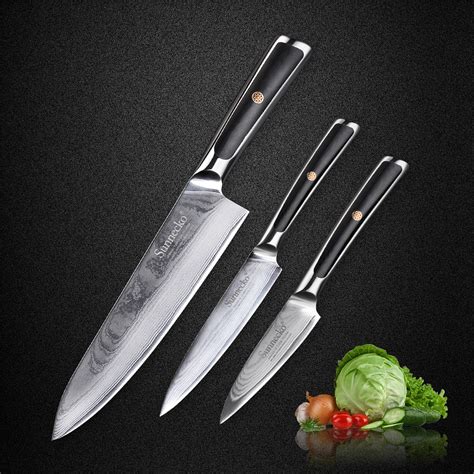 Sunnecko Professional 3pcs Kitchen Knives Set Chef Utility Paring Knife
