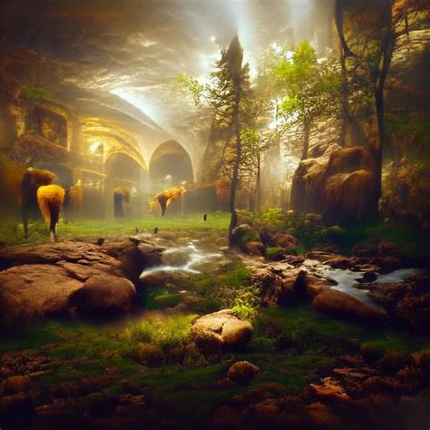 Mysterious Unexplored Land Beautifully Lit Albert Bierstadt 7 8k