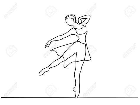 Continuous Line Art Drawing Ballet Dancer Ballerina Vector