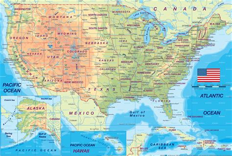 United States Of America Physical Map