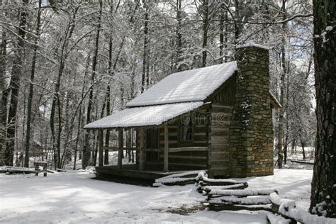 Snowy Cabin 2 Stock Image Image Of Country Mountain 12260899