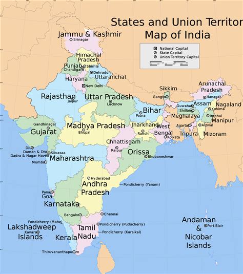 Latest India Map With States And Capitals