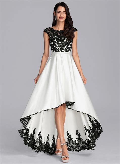 Ball Gownprincess Scoop Neck Asymmetrical Satin Lace Evening Dress 017198660 Jjs House