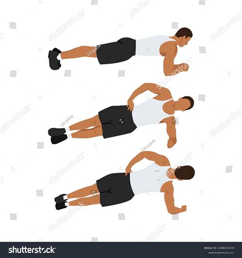 Man Doing Plank Rolls Exercise Abdominals Stock Vector Royalty Free