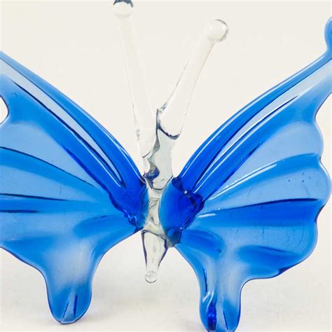 Glass Blue Butterfly Figure Blown Glass Figurines