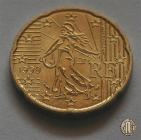 Immagine di una moneta da 20 centesimi di Euro 1999 (Parigi)