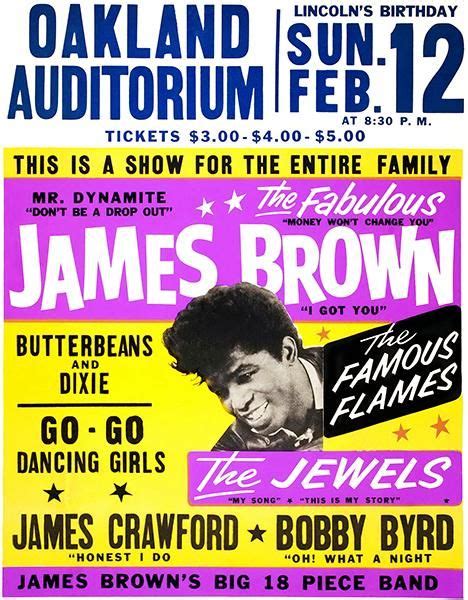 James Brown Oakland Auditorium 1967 Concert Poster Vintage