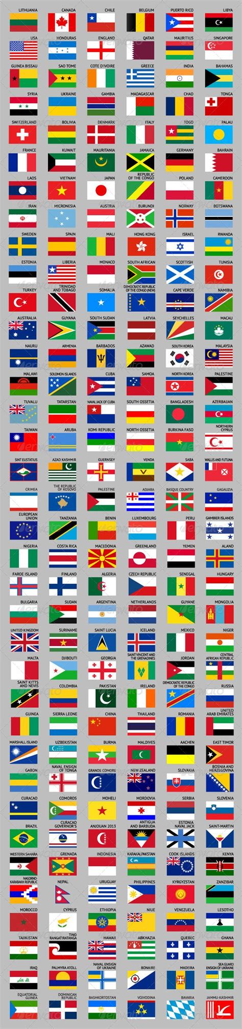 216 Flags Of World All National Flags Global Awareness Vector Graphics