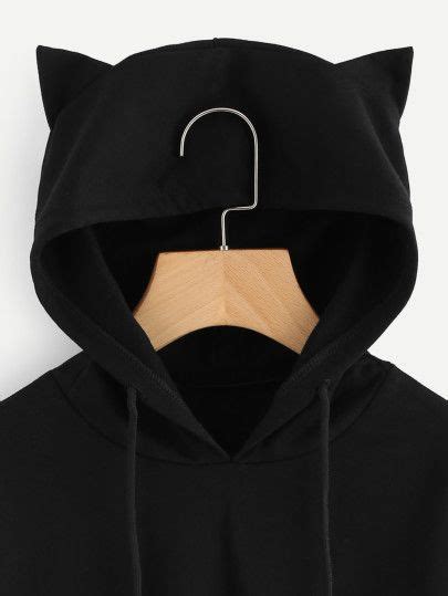 Cat Ear Hooded Crop Sweatshirt Hoodie Girl Hoodies Long Sleeve Hoodie