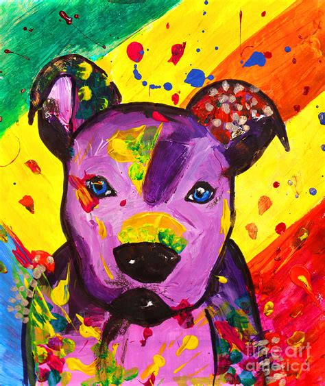 American Pitbull Terrier Dog Pop Art Painting By Julia