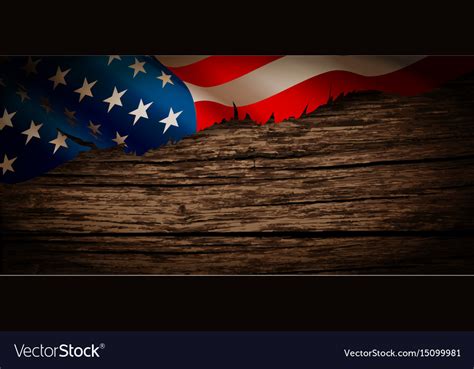 Old American Flag On Wooden Background Royalty Free Vector