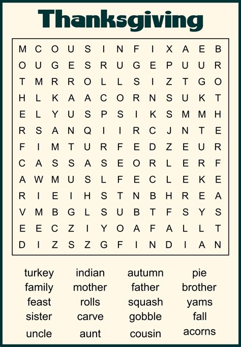 Easy Thanksgiving Word Search 10 Free Pdf Printables Printablee