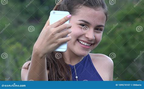 Teen Girl Taking Selfie With Cell Stock Image Image Of Adolescent