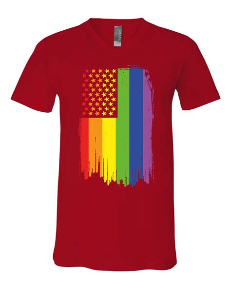 Distressed Gay Pride Rainbow Flag V Neck T Shirt Lgbtq Love Wins Ebay