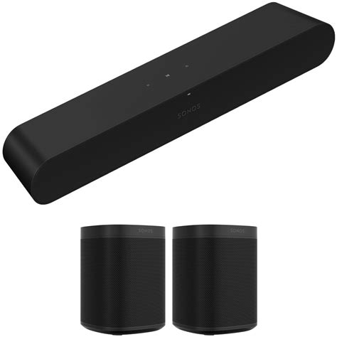 Sonos Ray Soundbar And One Sl Wireless Speaker Pair Kit Black