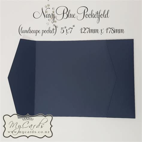 Navy Blue Matt Pocketfold 5x7 Landscape Mycards Wedding Invitations