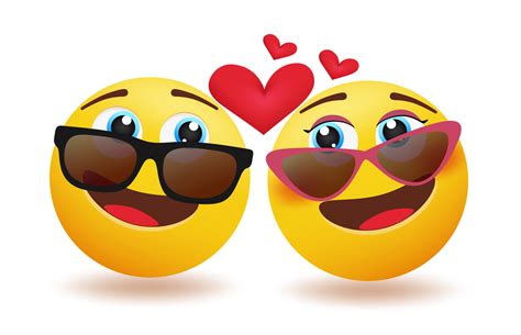emoji couple vector concept design emoticon 3d inlove lovers character with eyes looking each
