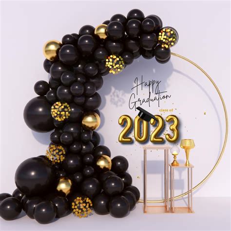 Beaumode Black Gold Balloon Arch Garland Kit For Class Of