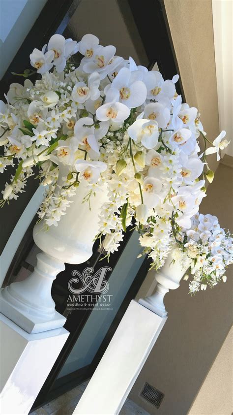 White Wedding Urn Orchid Arrangement