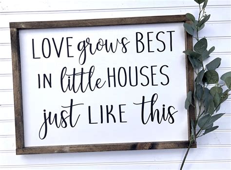 Large Wood Sign Love Grows Best In Little Houses Just Like Etsy