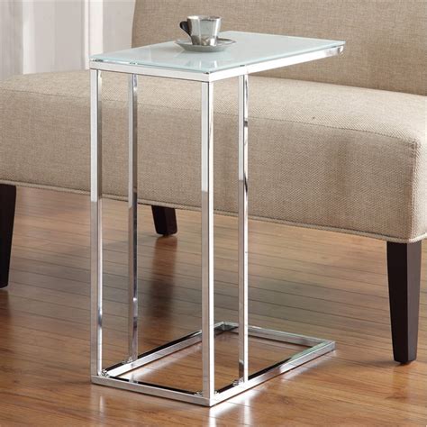 Coaster Snack Table With Frosted Tempered Glass Top In Chrome 900250