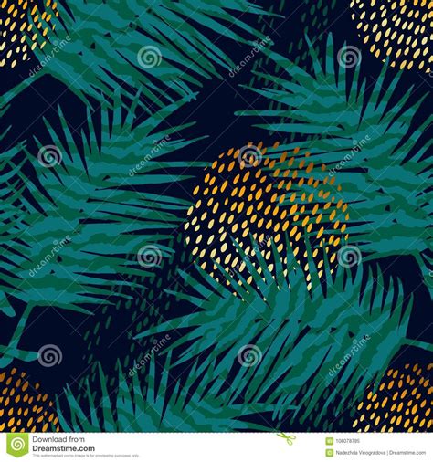 Trendy Seamless Exotic Pattern With Palm And Animal Prints Stock