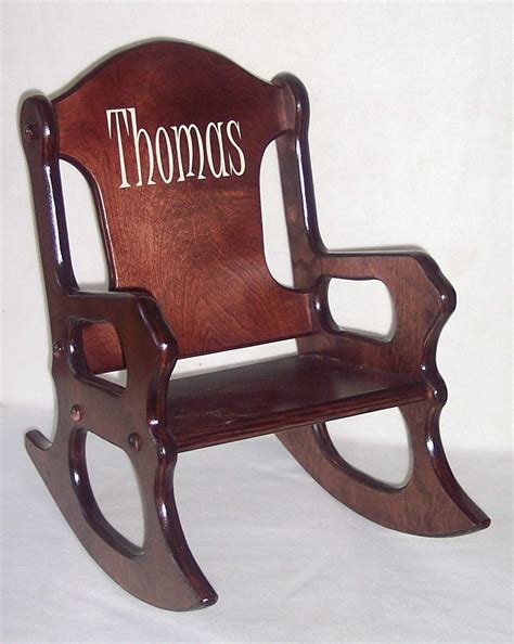 Wooden Kids Rocking Chair Personalized Cherry Finish Etsy