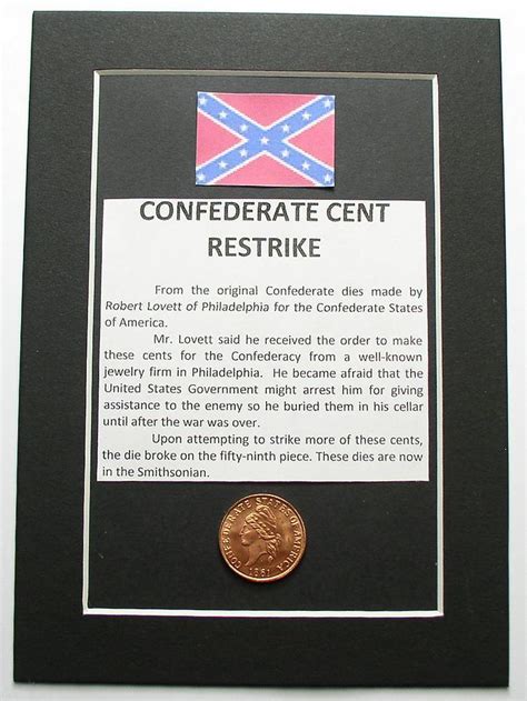 Confederate Cent Restrike Reproduction Of Civil War Era 1861