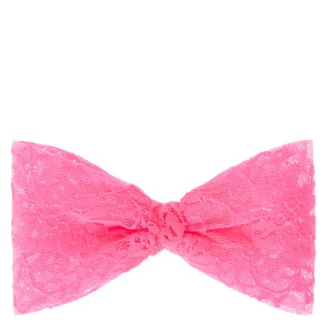 large neon pink lace hair bow claire s