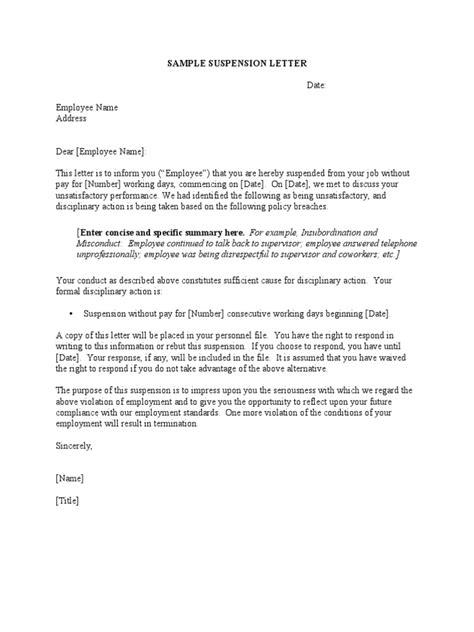Sample Suspension Letter Pdf