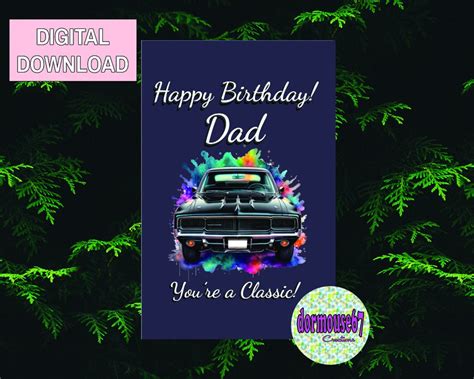 Mopar Classic Car Birthday Card For Dad Or Anyone Personalize Etsy