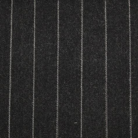 Dark Grey Chalk Stripe 100 Merino Flannel Suiting Barrington Fabrics