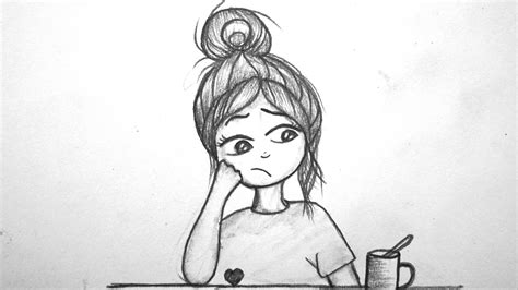 How To Draw A Sad Girl Girl Sitting Alone Drawing With Pencil