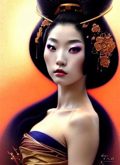 Japanese Geisha Glamorous Moon Seductive Eyes And Stable Diffusion