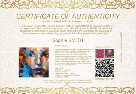 Example Of A Certificate Of Authenticity Coa Certificates Of
