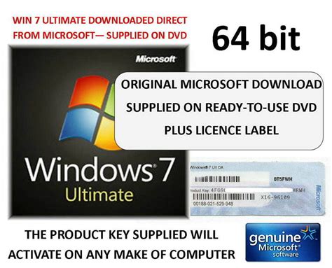 Windows 7 Ultimate 64bit Sp1 Original Microsoft Software On Dvd Key