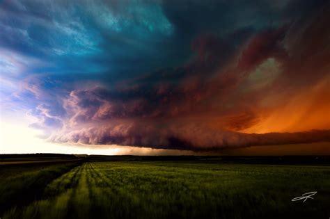 Canada Alberta Canada Storm Sky Clouds Field Grass Nature